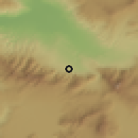 Shaded relief of the 54 km around Kınıklı, drawn from the GMTED2010 grid