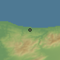 Shaded relief of the 53 km around Kocaali, drawn from the GMTED2010 grid