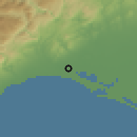 Shaded relief of the 54 km around Adanalıoğlu, drawn from the GMTED2010 grid