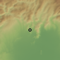 Shaded relief of the 54 km around Kozan, drawn from the GMTED2010 grid
