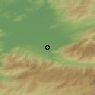 Shaded relief of the 53 km around Küçücek, drawn from the GMTED2010 grid