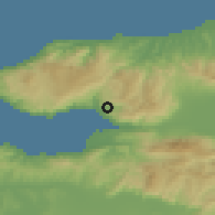 Shaded relief of the 53 km around Küçükkumla, drawn from the GMTED2010 grid