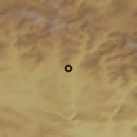 Shaded relief of the 54 km around Kulp, drawn from the GMTED2010 grid