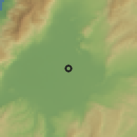 Shaded relief of the 54 km around Kumlu, drawn from the GMTED2010 grid