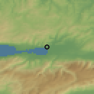 Shaded relief of the 53 km around Kuruçeşme, drawn from the GMTED2010 grid