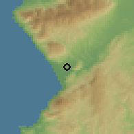 Shaded relief of the 55 km around Kuşalanı, drawn from the GMTED2010 grid