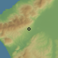 Shaded relief of the 55 km around Kuzeytepe, drawn from the GMTED2010 grid
