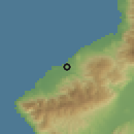 Shaded relief of the 54 km around Madenli, drawn from the GMTED2010 grid