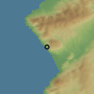 Shaded relief of the 55 km around Mağaracık, drawn from the GMTED2010 grid