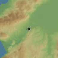 Shaded relief of the 55 km around Maşuklu, drawn from the GMTED2010 grid