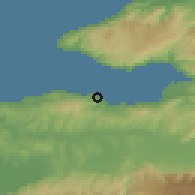 Shaded relief of the 53 km around Mudanya, drawn from the GMTED2010 grid