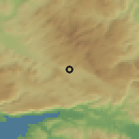 Shaded relief of the 54 km around Muğla, drawn from the GMTED2010 grid