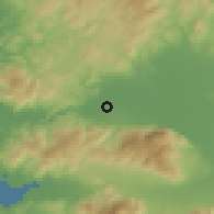 Shaded relief of the 54 km around Muradiye, drawn from the GMTED2010 grid