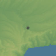 Shaded relief of the 53 km around Muratlı, drawn from the GMTED2010 grid