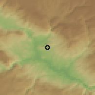 Shaded relief of the 54 km around Mut, drawn from the GMTED2010 grid