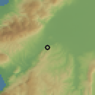 Shaded relief of the 55 km around Narlıca, drawn from the GMTED2010 grid