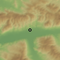 Shaded relief of the 54 km around Nazilli, drawn from the GMTED2010 grid