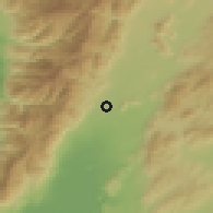 Shaded relief of the 54 km around Ardıçlı, drawn from the GMTED2010 grid