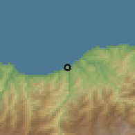 Shaded relief of the 53 km around Of, drawn from the GMTED2010 grid