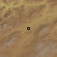 Shaded relief of the 53 km around Oltu, drawn from the GMTED2010 grid
