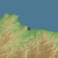 Shaded relief of the 53 km around Ordu, drawn from the GMTED2010 grid