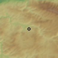 Shaded relief of the 53 km around Orhaneli, drawn from the GMTED2010 grid