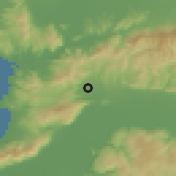Shaded relief of the 54 km around Ortaklar, drawn from the GMTED2010 grid