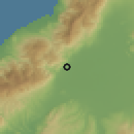 Shaded relief of the 54 km around Ovakent, drawn from the GMTED2010 grid