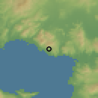 Shaded relief of the 54 km around Özdere, drawn from the GMTED2010 grid