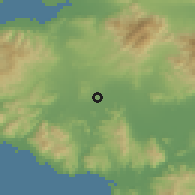 Shaded relief of the 54 km around Pancar, drawn from the GMTED2010 grid