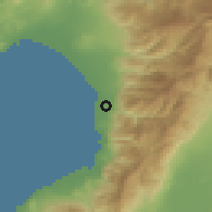 Shaded relief of the 54 km around Payas, drawn from the GMTED2010 grid