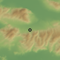 Shaded relief of the 54 km around Armutlu, drawn from the GMTED2010 grid