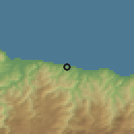Shaded relief of the 53 km around Piraziz, drawn from the GMTED2010 grid