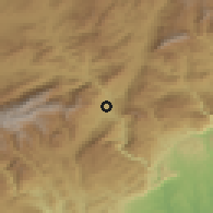 Shaded relief of the 54 km around Pozantı, drawn from the GMTED2010 grid