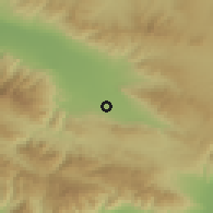 Shaded relief of the 54 km around Sarıgöl, drawn from the GMTED2010 grid