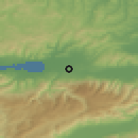 Shaded relief of the 53 km around Sarımeşe, drawn from the GMTED2010 grid