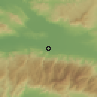 Shaded relief of the 54 km around Sart, drawn from the GMTED2010 grid