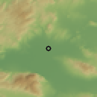 Shaded relief of the 54 km around Saruhanlı, drawn from the GMTED2010 grid