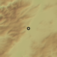 Shaded relief of the 54 km around Şekeroba, drawn from the GMTED2010 grid