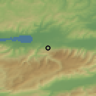 Shaded relief of the 53 km around Arslanbey, drawn from the GMTED2010 grid