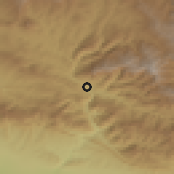 Shaded relief of the 54 km around Şenoba, drawn from the GMTED2010 grid