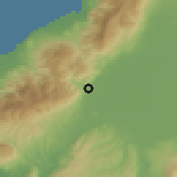 Shaded relief of the 54 km around Serinyol, drawn from the GMTED2010 grid