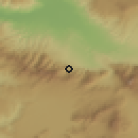 Shaded relief of the 54 km around Servergazi, drawn from the GMTED2010 grid