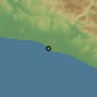 Shaded relief of the 54 km around Side, drawn from the GMTED2010 grid