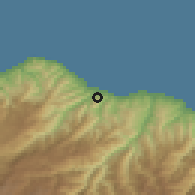 Shaded relief of the 53 km around Söğütlü, drawn from the GMTED2010 grid