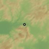 Shaded relief of the 54 km around Soma, drawn from the GMTED2010 grid