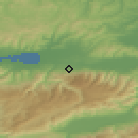 Shaded relief of the 53 km around Suadiye, drawn from the GMTED2010 grid