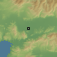 Shaded relief of the 54 km around Subaşı, drawn from the GMTED2010 grid
