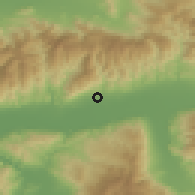 Shaded relief of the 54 km around Sultanhisar, drawn from the GMTED2010 grid