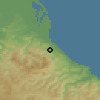 Shaded relief of the 53 km around Taflan, drawn from the GMTED2010 grid